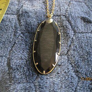 14th & Union Nordstrom Gold Tone Chain Necklace and black oval stone NWT